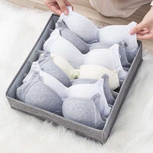 1 Pcs Drawer Organizer Storage Box for Underwear Socks Closet Divider for Wardrobe Dresser Vanity Space Saving Use(7-Grid Grey) - color: Grey-5, size: 12.6X12.6X3.4inch