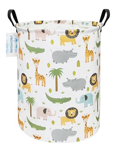 LANGYASHAN Laundry Basket Canvas Fabric Collapsible Organizer Basket for Storage Bin Toy Bins Gift Baskets Bedroom Clothes Children Nursery Hamper (Animal) - color: Animal