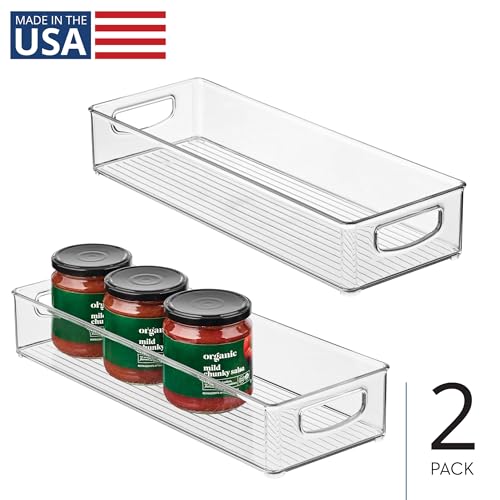 iDesign Slim Extra Long Clear Storage Bin, Narrow Stackable Organizer for Kitchen or Pantry, 2-Pack - size: 16 x 6 x 3, style: Pack of 2