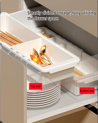 Deep Drawer Organizer Office, Expandable Storage Trays with Adjustable Dividers, 18.11” White Plastic Storage Tray for Office Supplies, Kitchen,Bathroom,Junk & Tool Drawers, Makeup - 2 Pack