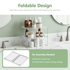 IVYHOME Pantry Organizer, Cabinet Storage Shelf Rack, Stackable Kitchen Cabinet, Foldable Countertop Shelf Organizer, 2 Pack