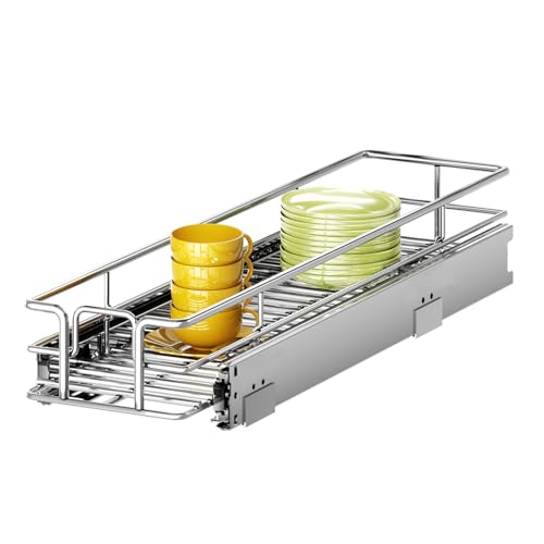 Pull Out Cabinet Organizer 5½" W x 21½" D, Heavy Duty Cabinet Pull Out Shelves, Slide Out Drawers Organization for Kitchen Cabinets Bathroom - color: 1 Tier, size: 5½"W x 21½"D