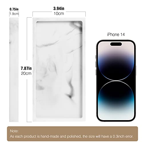 Luxspire Bathroom Vanity Tray, 8 x 4 inch Resin Kitchen Sink Tray for Soap Dispenser Bathroom Countertop Organizer Plate Holder for Perfume Soap Towel Bathroom Accessories, Mini, White Marble - color: Marble White, style: Mini