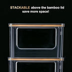 Hudgan Stackable Storage with Bamboo Top for Laundry Room Organization, Extra Large Trash Bag/Garbage Bag Dispenser, Under Sink Organizer, Pantry Organizers