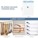 BoxLegend Vacuum Storage Bags with Large Size Hand Pump 8 Jumbo 31.5’’x39.37’' Thickened Vacuum Seal Bags for Clothing Space Saving Vacuum Pack Storage Bags for Pillow Comforters Bedding - size: 8 Jumbo