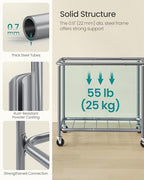 SONGMICS Laundry Basket with Wheels, Rolling Laundry Hamper, 47.5 Gallons (180 L), Removable Liner, Steel Frame with Handle, 31.5 x 15.4 x 31.9 Inches, Cream White URLS011W01 - color: Cream White, size: 180 L (1-Section), style: Rectangular with handle