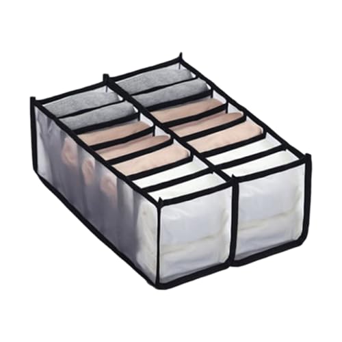 2-Pack Underwear Storage Organizer, 7-Compartment Foldable Drawer Divider for Home, Closet, and Travel Use, Mesh Fabric Organizer Box for Clothing - color: 2 Black