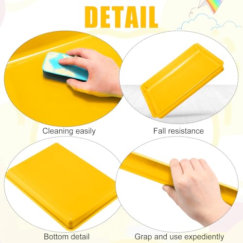 Maitys 15 Pcs Flat Plastic Trays 16.1 x 11.8'' Sensory Storage Paper Tray Stackable Classroom Bins for Office Home Organizer Crafts Supplies(Yellow) - color: Yellow