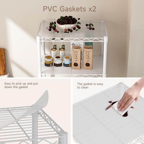 Golpart Small 5 Tier Shelves Storage Wire Shelving Unit Metal Shelf Adjustable Organizers Storage Shelving with Wheels for Bathroom Laundry Room Kitchen Pantry12”D x 18”W x 57.2”H White - color: White, size: 5 shelves (12 "D X 18 "W X 57.2 "H)