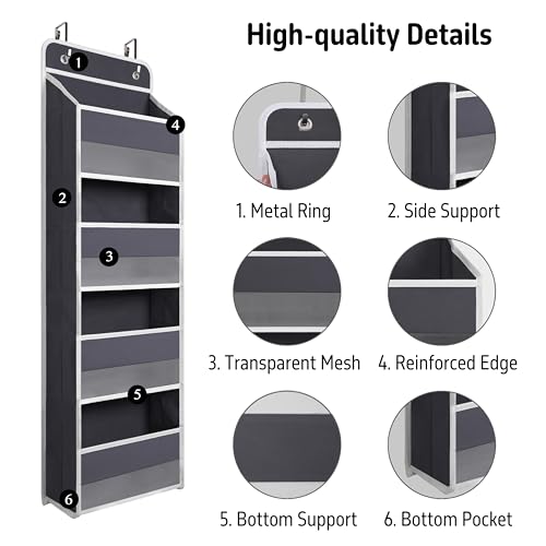 Giraffe Creation Over Door Organizer with 4 Large Capacity Pockets, Heavy Duty Hanging Organizer Storage for Closet Bathroom Nursery Bedroom Dorm, Toys Cosmetics Sundries and Baby Essentials, Gray - color: Original Grey