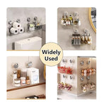 No-Drill Wall Mount Storage Box with Strong Suction Cups, Large Capacity Transparent Bathroom Organizer for Sink & Shower, Heavy Duty Holder for Cosmetics & Toiletries