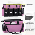 Wearable Large Cleaning Caddy Bag for Housekeeper, Clean Supply Organizer with Adjustable Shoulder, Waist & Handle Straps, Detailing Bag for Kitchen Supplies (Pink) - color: Pink