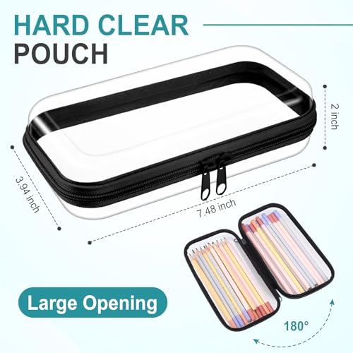 Sanwuta 6 Pcs Clear Hard Zipper Case Plastic Zipper Pouches Transparent Makeup Bag Pencil Case Pouches Toiletry Diaper Bag for Travel Toy Storage Organizer Bins(Black,7.48 x 3.94 x 2 Inch) - color: Black, size: 7.48 x 3.94 x 2 Inch