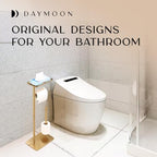 Day Moon™ - Toilet Paper Holder - Modern Roll Holder for Bathroom - 1 Pack - Free Standing - with Shelf, Gold - color: Gold, size: Free Standing 1 Pack
