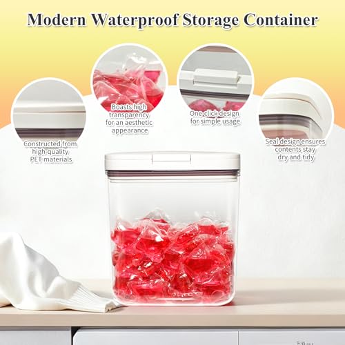 Gute Laundry Pod Holder with Lid - 67oz Sealed Automatic Pop-Up Dispenser, Laundry & Dishwasher Pods for Laundry Room Organization-2L - color: 2L
