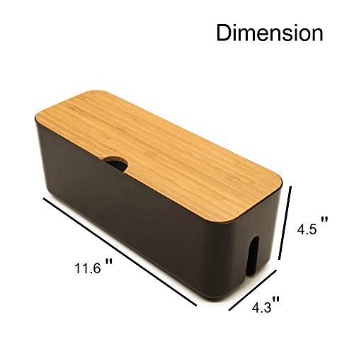 Cable Management Box| Power Stripe Organizer|Cord Organizer Box| Hide and Conceal Power Strips and Electrical Cords from TVs, Computers, and Desks| Keep Pets Safe - color: Black