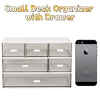Lyellfe 3 Tier Small Desk Organizer with 6 Drawer, Stackable Desktop Storage Box, Portable Size Office Supplies Jewelry Storage Case, Makeup and Stationary Organizer for Cosmetic, School Supply