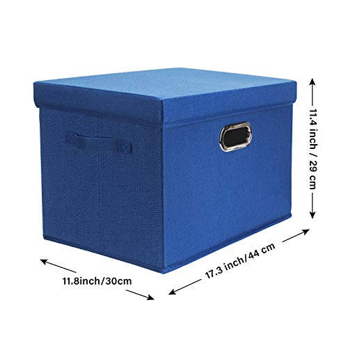 TYEERS Large Storage Bins with Lids, Collapsible, Washable, Fabric Storage Boxes for Organizing, 17.3x11.8x11.4 inches, 3 Pack, Classic Blue - color: Classic Blue, size: 3-Pack Large