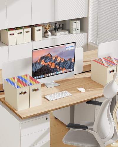 Oterri Cardboard File Organizer Box for Hanging File Folders Letter Size,File Box for Computer Desk,File Cabinet,Working Home,Office,Classroom (Beige, Letter Size - 2 Packs) - color: Beige, size: Letter Size - 2 Packs