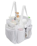 ALYER Mesh Shower Caddy Basket,Large Shower Bag Tote,Hanging Bath Toiletry Organizer with 1 Big Separated Inner Compartment and 6 Deep Outer Pockets (White) - color: White