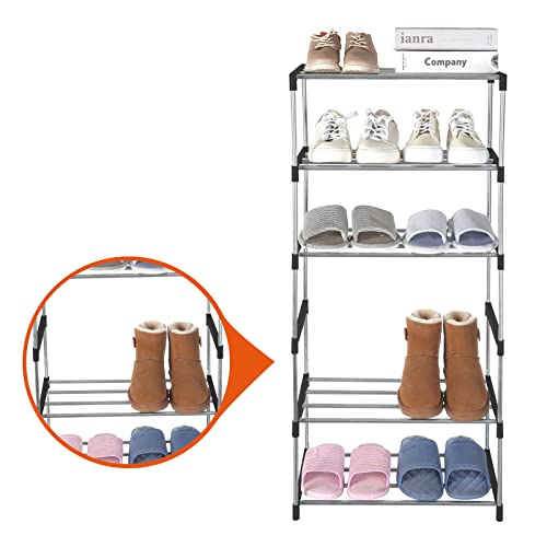 Small Shoe Rack, Narrow Stackable Shoe Shelf Organizer for Entryway, Doorway and Bedroom Closet (3-Tier, Black) - color: Black, size: 3-Tier