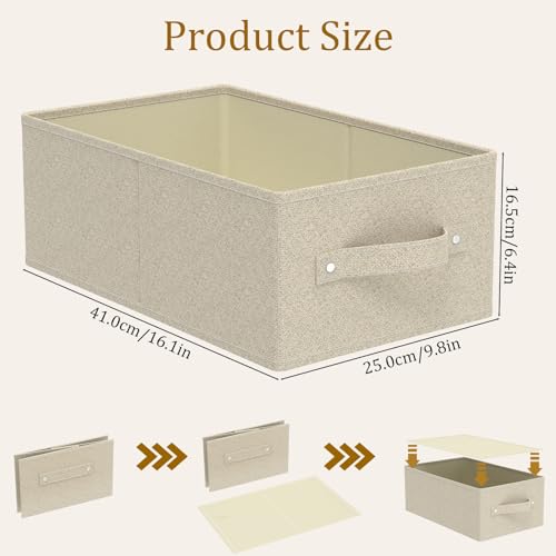Collapsible Fabric Organizer Bins, Storage Boxes, Cloth Cube Baskets for Organizing Home, Office and Closet, Grey and Beige, 3 Pack, 16.1x9.8x6.4in - color: Grey/Beige, size: 16.1x9.8x6.4 in(3 Pack)
