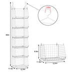 X-cosrack 6 Tier Closet Hanging Organizer, Clothes Hanging Shelves with 4 Hanging Hooks 5 S Hooks, Wire Storage Basket Bins, for Clothing Sweaters Shoes Handbags Clutches Accessories Patent