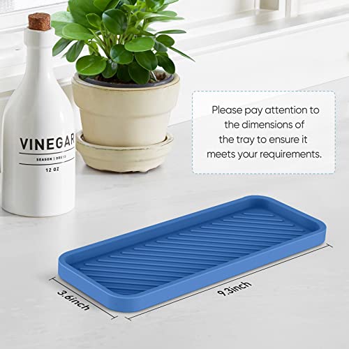 EG-SIPRO Kitchen Sink Organizer Tray,Sponge Holder for Kitchen Sink Bathroom Counter Tray Sponge Caddy Silicone Soap Holder for Soap dispenser, Bottle, Dishwashing Accessories(2-pack) - color: Bblu, size: 9×3.7inch