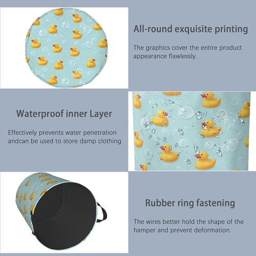 Cute Duck Laundry Basket,Foldable with Handles Tote Bag Oxford Cloth for Bathroom Bedroom Dirty Clothes Storage Bucket 16" x 20.8" - color: Cute Duck