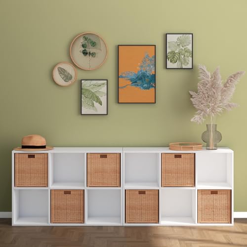 Wooden 6 Cube Storage Organizer with Closed Back Panel,White Cube Shelf Cubby Storage Organizer with Compartments for Living,Bookshelf, Easy to Install (White, 6 Cube-11in) - color: White, size: 6 Cube-11in