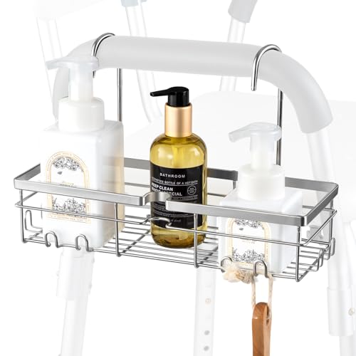 DELLAN Hanging Shower Caddy, Shower Rack with Hooks for Shower & Bath Chair, Bathroom Shower Basket for Elderly, Pregnant, Handicap, Patient