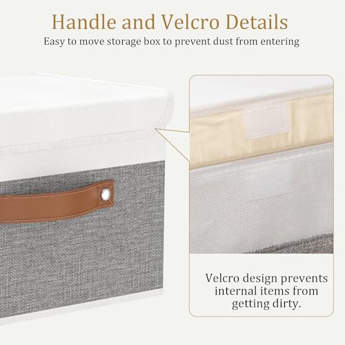 OUTBROS Foldable Storage Boxes, Large Linen Fabric, 15 x 9.8 x 9.8 inch, White/Grey, 3-Pack - color: White/Grey, size: 15x9.8x9.8in(3-pack)