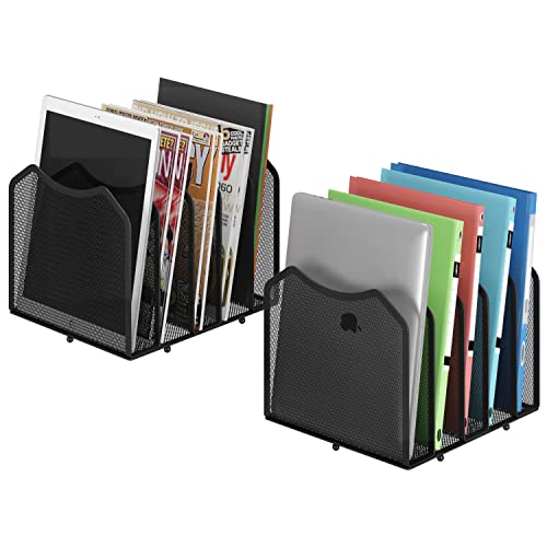 Simple Trending Mesh Desktop File Sorter Organizer, 5-Section Bookshelf for Desk Home Office, Black - style: 2BK-5 Section Black
