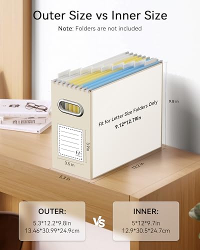Oterri Cardboard File Organizer Box for Hanging File Folders Letter Size,File Box for Computer Desk,File Cabinet,Working Home,Office,Classroom (Beige, Letter Size - 2 Packs) - color: Beige, size: Letter Size - 2 Packs