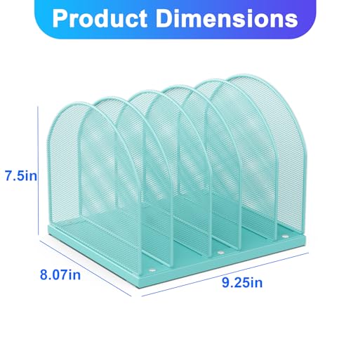 gianotter Desktop File Organizer, Desk Organizer with 5 Compartments, Paper Organizer for Desk, Workspace Organizers for Office Supplies (Blue, Upright Style) - color: Blue, size: Upright Style