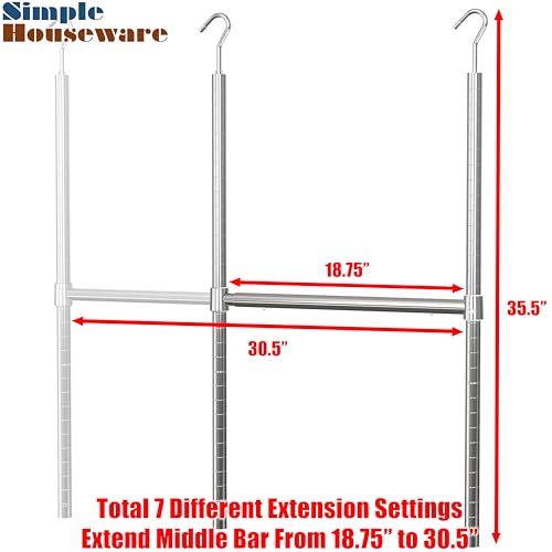 Simple Houseware Adjustable Closet Hanging Rod, Chrome - 2 Pack - color: Chrome, size: 2 Pack