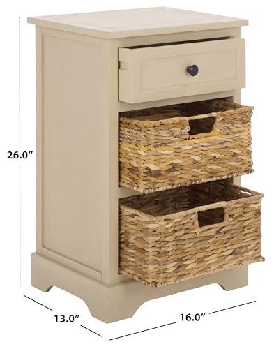 SAFAVIEH Home Collection – Carrie Sand 3-Drawer Storage Side Table, Mixed-Material Cottage Design, Fully Assembled (AMH5700J) - color: Sand