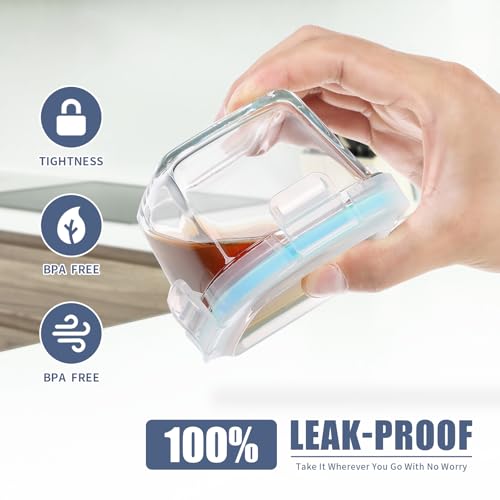 Small Glass Containers 6 Pack, 6 oz Reusable, Airtight, Leakproof Mini Food Storage Containers with Lids