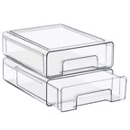 Sorbus Medium Clear Stackable Storage Drawers – 2-Pack Plastic Organizer Bins with Handles – Pull-Out Stackable Drawers for Bathroom Closet, Medicine, Cabinet, Pantry Storage, Baby Bottle Organizer