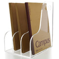 3 Vertical Compartments File Holder, Clear Acrylic Desk Organizer and Storage Bins Holding for Magazines, Binders, Notebooks, Envelopes, Multi-purpose Document Organizer for Home Office - size: A4, 3 Sections