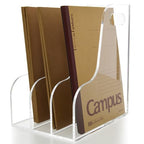 3 Vertical Compartments File Holder, Clear Acrylic Desk Organizer and Storage Bins Holding for Magazines, Binders, Notebooks, Envelopes, Multi-purpose Document Organizer for Home Office - size: A4, 3 Sections