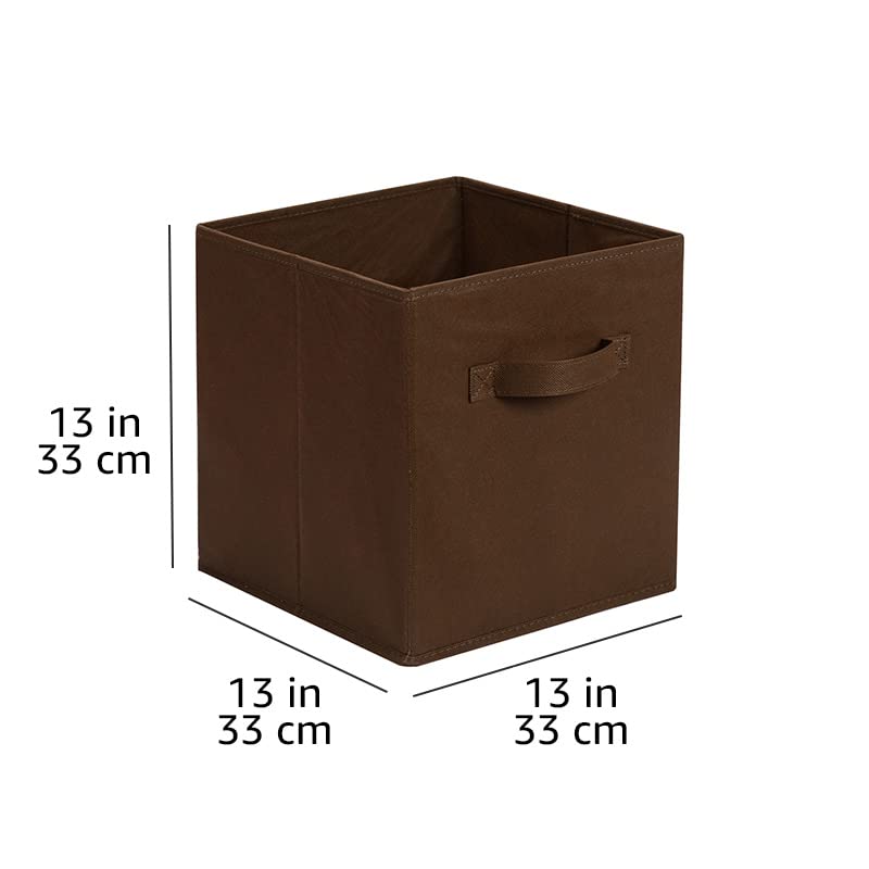 Amazon Basics Collapsible Fabric Storage Bins with Handles, Cube Organizer for Home Organization, 13" x 13" x 13", Brown, 6-Pack - color: Brown, size: 13"x13"x13"
