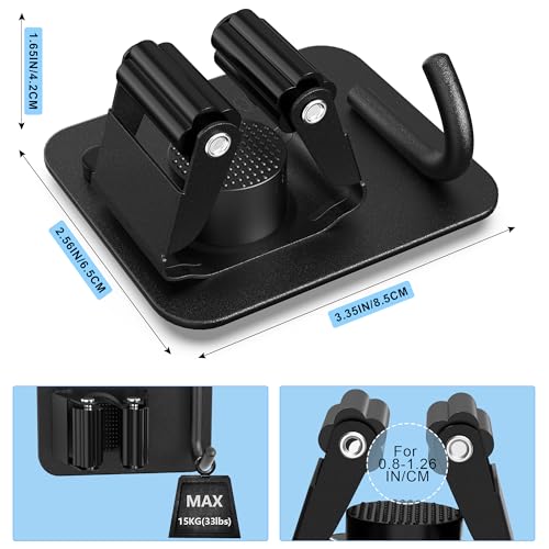 2 Pack Broom Holder Wall Mount, 304 Stainless Steel Mop Organizer with Hooks, No Drill Adhesive and Screw Installation, Rust Proof Storage Rack for Garage, Laundry, Garden, Black - color: C-Black, size: 2PCS Gripper