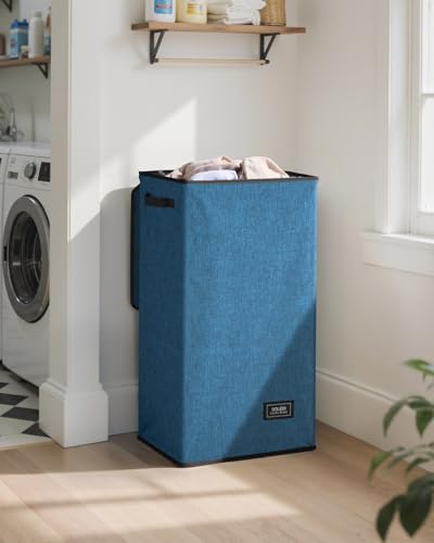 SOLEDI Laundry Hamper with Lid 100L Large & Tall Collapsible Laundry Baskets, Clothes Hamper with Bag Removable Easy to Carry, Dirty Hampers for Bedroom, Bathroom, Dorm, College, Blue - color: Blue, size: 100L