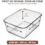 6500 ML / 220 oz / 28 Cup LARGE Glass Food Storage Container with Airtight Locking Lid. Ideal Storing food, Vegetables, Fruits. Baking Casserole, Lasagna, Roasting Turkey, Chicken BPA Free Oven Safe - size: 6500 ml