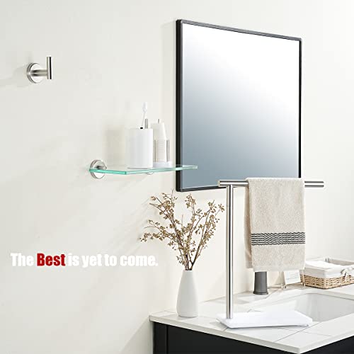JQK Bathroom Glass Shelf Brushed, Tempered Glass Shower Storage 12 by 5 inches, 304 Stainless Steel Brushed Steel Wall Mount 2 Pack, TGS101L12-BN-P2 - color: Brushed, size: 12 Inch (2 Pack)