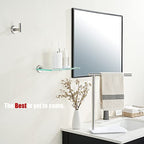 JQK Bathroom Glass Shelf Brushed, Tempered Glass Shower Storage 12 by 5 inches, 304 Stainless Steel Brushed Steel Wall Mount 2 Pack, TGS101L12-BN-P2 - color: Brushed, size: 12 Inch (2 Pack)