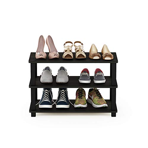 Furinno Turn-S-Tube 3-Tier Shoe Rack, Espresso/Black - color: Espresso/Black, size: 3-Tier (23.6"W)