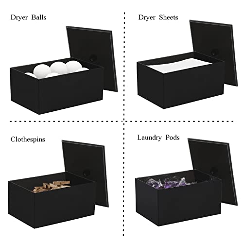 zoocatia Laundry Dryer Sheet Holder Clear Detergent Pods Container Dryer Balls Dispenser with Lid, Acrylic Plastic Storage Box for Laundry Room, Transparent black - color: Black