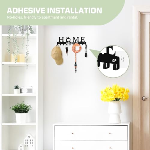 Key Holder Wall Mount, Metal Adhesive Key Hanger with 10 Hooks, 2 Installation Methods, Black - style: 10 Hooks